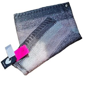 BETSEY JOHNSON NWT cowl neck scarf gray white pink rhinestone studs new